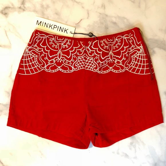 Minkpink “Wild Hearts” shorts in terracotta - Picture 6 of 8